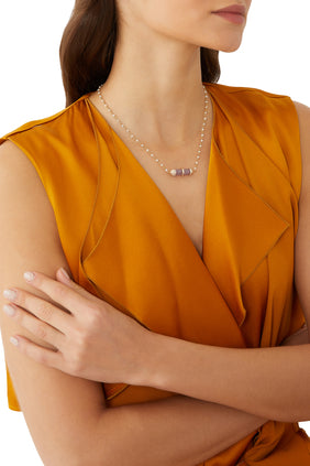 18 Ayar Altın ve Elmaslı Amatist Chakra Yüzük Kolye