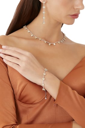 Horisontal Kesim Zümrüt Damla Küpe, Rodajlı Pirinç, Zümrüt & Kübik Zirkonya