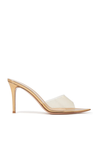 Elle 85 Metalik Deri ve Plexi Sandalet - Altın/Şeffaf