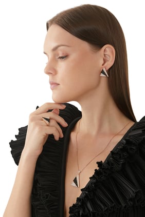 Neutra Aztek Gümüş Küpe, 18k Karışık Altın, Elmas ve Siyah Oniks