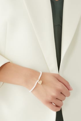 İmza Kalp Charm İnci Bilezik