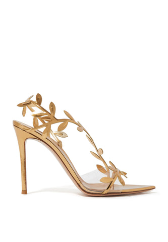 Flavia Altın Metallic Deri Asimetrik Sandaletler