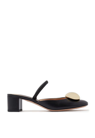 Sphera 45 Deri Blok Topuklu Slingback Ayakkabılar - SİYAH