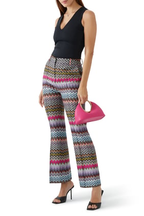 Zigzag Desenli Lurex Kloş Pantolon