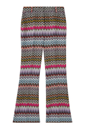 Zigzag Desenli Lurex Kloş Pantolon