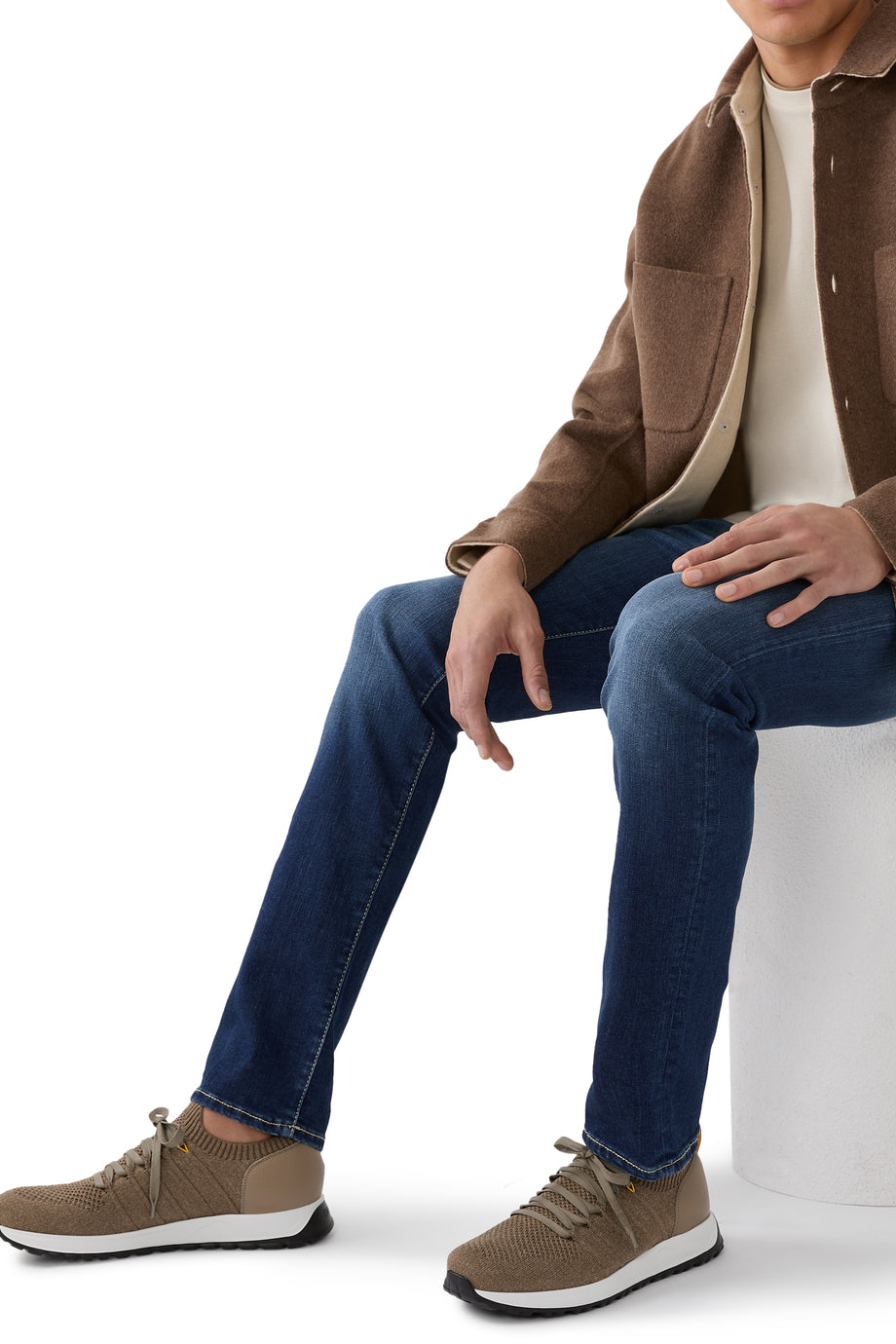 Teknik Kumaş Deri Sneaker - Bej