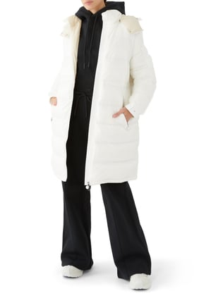 Moncler Meillon Uzun Kaban - Beyaz