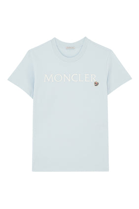Moncler Logo Nakışlı Tişört - Açık Mavi