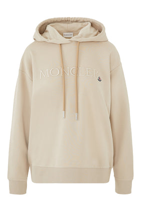 Moncler Logolu Kapüşonlu Sweatshirt - Bej