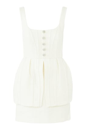 Şık Boucle Peplum Mini Elbise