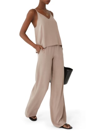 L'couture Rahat Plise Geniş Paça Pantolon