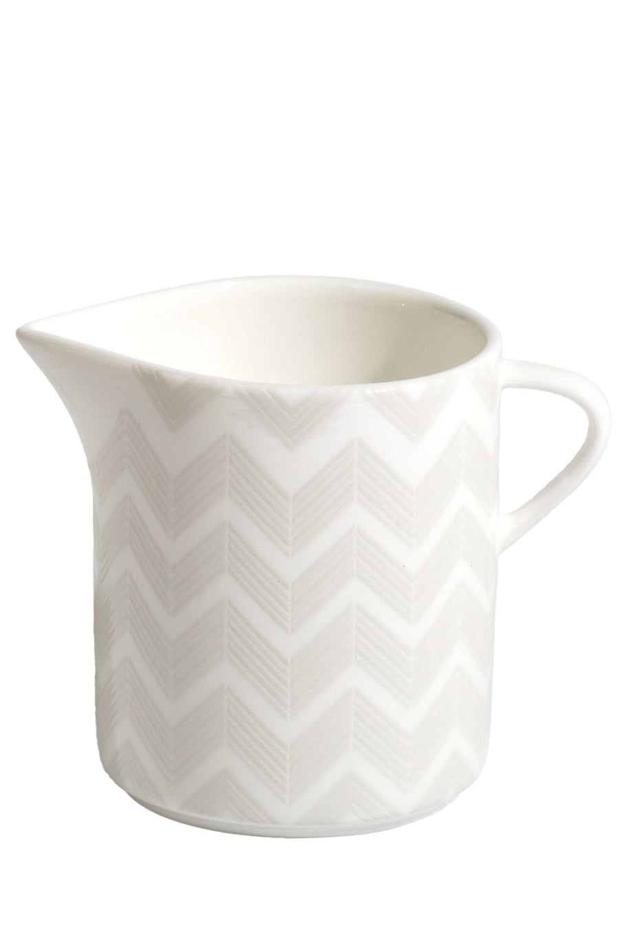 Zig-Zag Kremalık Sürahi İkonik Desenli Bone China & Porselen