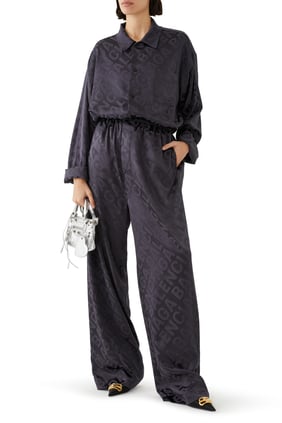 Balenciaga Tüm Logo Saten Gömlek