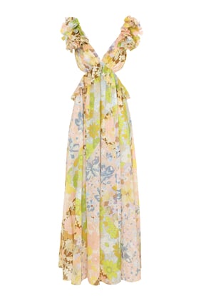 Pop Ruffle Kol Detaylı Midi Elbise