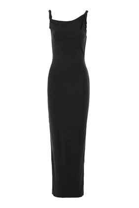 Twist Omuzlu Sandwashed Jersey Maxi Elbise