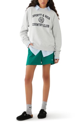 Varsity Amblemli Klasik Yüzücü Sweatshirt