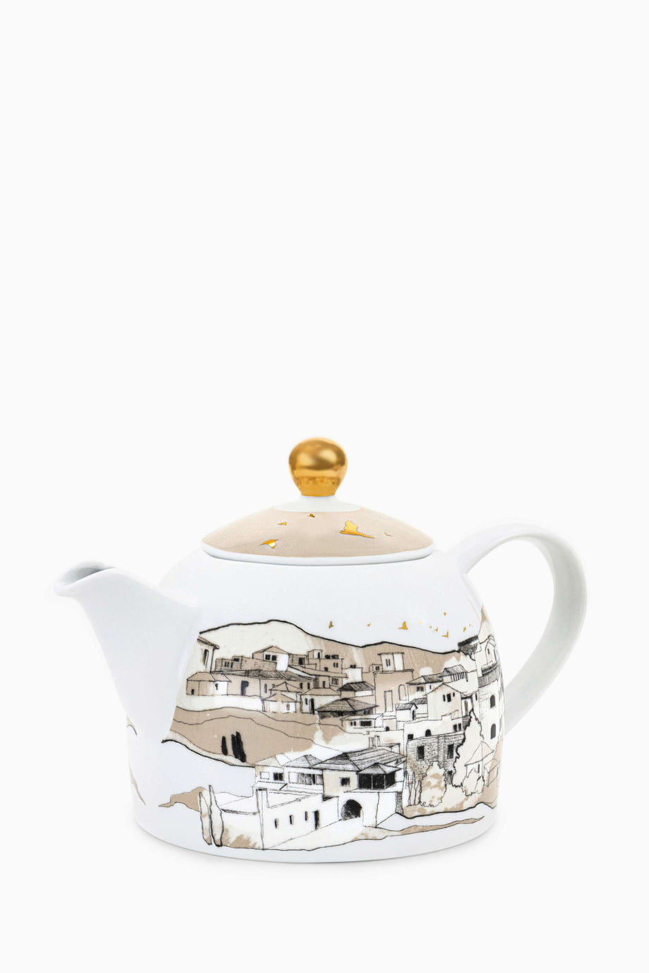 Renkli Seramik Demlik 22K Altın Detaylı Baharatlı Tasarım Bulaşık Makinesinde Yıkanabilir