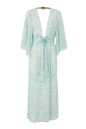 Freya Yılan Desenli Açık Ön Maxi Kaftan