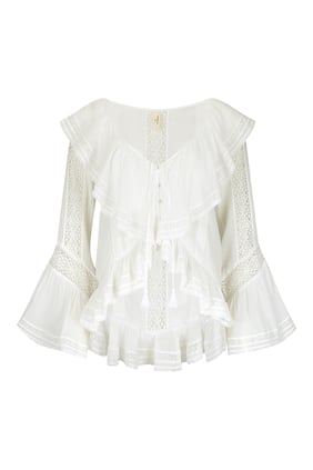 Fleur Dantelalı Fırfırlı Bluz