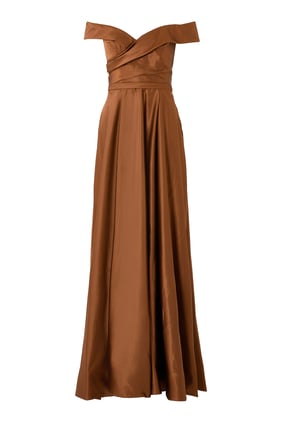 Off Shoulder Bronz Elbise - Şık ve Zarif Tasarım