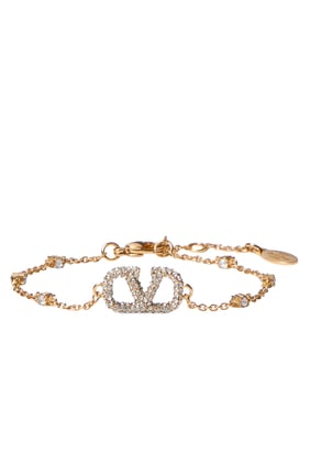 Valentino Garavani VLogo İmza Bilezik, 18K Altın ve Swarovski Kristalleri
