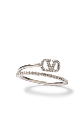 VLogo İmza Yüzük, Metal ve Swarovski® Kristaller
