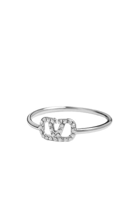 VLogo İmza Metal ve Swarovski® Kristal Yüzük