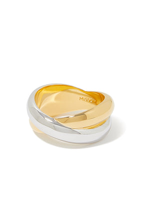 Lucy Williams Kalın Sarma Yüzük, 18k Geri Dönüştürülmüş Altın & Gümüş Kaplama Pirinç