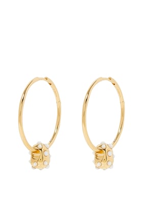 Abacus Nugget Orta Boy Charm Halka Küpe - 18k Geri Dönüşümlü Altın