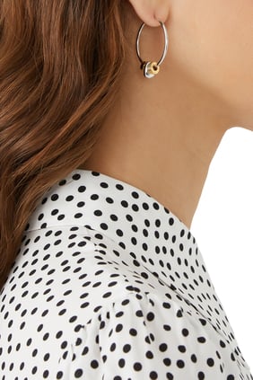 Abacus Boncuklu Orta Boy Charm Halka Küpe - Rhodium Kaplama Gümüş