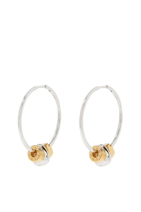 Abacus Boncuklu Orta Boy Charm Halka Küpe - Rhodium Kaplama Gümüş