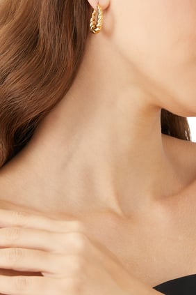 Sarmal Gelgit Orta Halka Küpe, 18 Ayar Geri Dönüştürülmüş Altın Kaplama