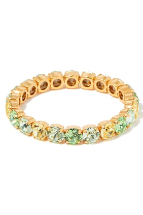 Gia Esnek Bilezik, 18k Altın Kaplama Pirinç & Swarovski Kristalleri - Yeşil
