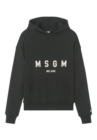 Çocuk Logo Baskılı Pamuklu Kapşonlu Sweatshirt - Koyu Gri