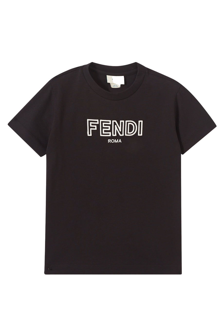 Çocuk İşlemeli Logolu Pamuk Tişört - Siyah