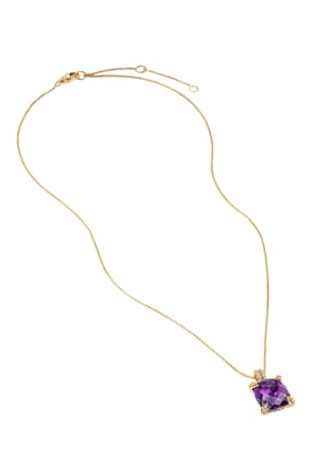 18 Ayar Sarı Altın Amethyst ve Pırlanta Kolye