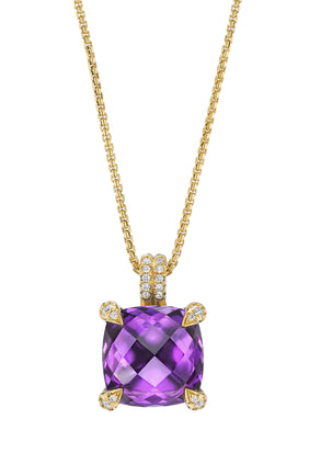 18 Ayar Sarı Altın Amethyst ve Pırlanta Kolye
