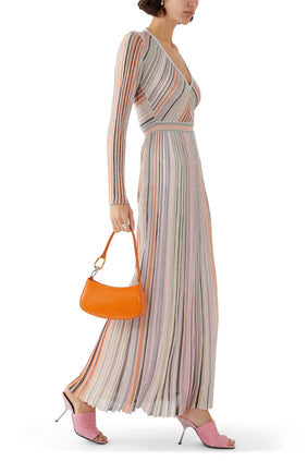 Payetli Triko Maxi Elbise - Pembe