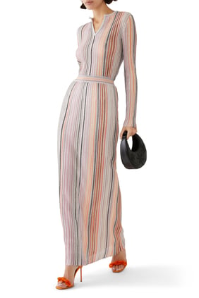Simli Triko Maxi Etek - Pembe