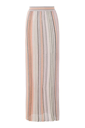 Simli Triko Maxi Etek - Pembe