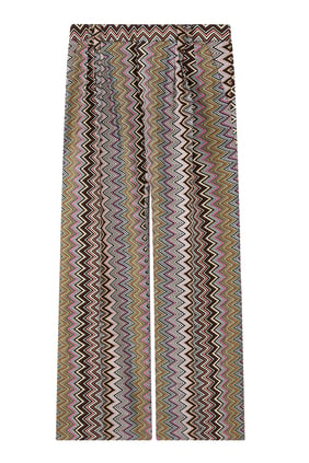 Missoni Zigzag Desen Geniş Paça Pantolon - Kahverengi