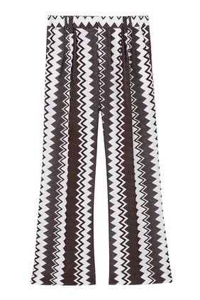 Zigzag Desenli Geniş Paça Pantolon - Koyu Kahverengi