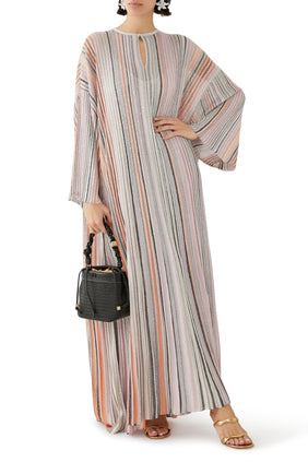 Simli Triko Kaftan - Pembe