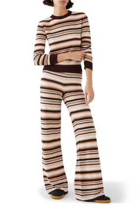 Çizgili Pamuk Viskon Kazak - Şıklığı Yakalayın