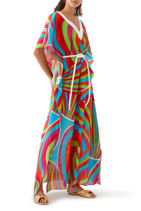 Iride Baskılı Kaftan Elbise