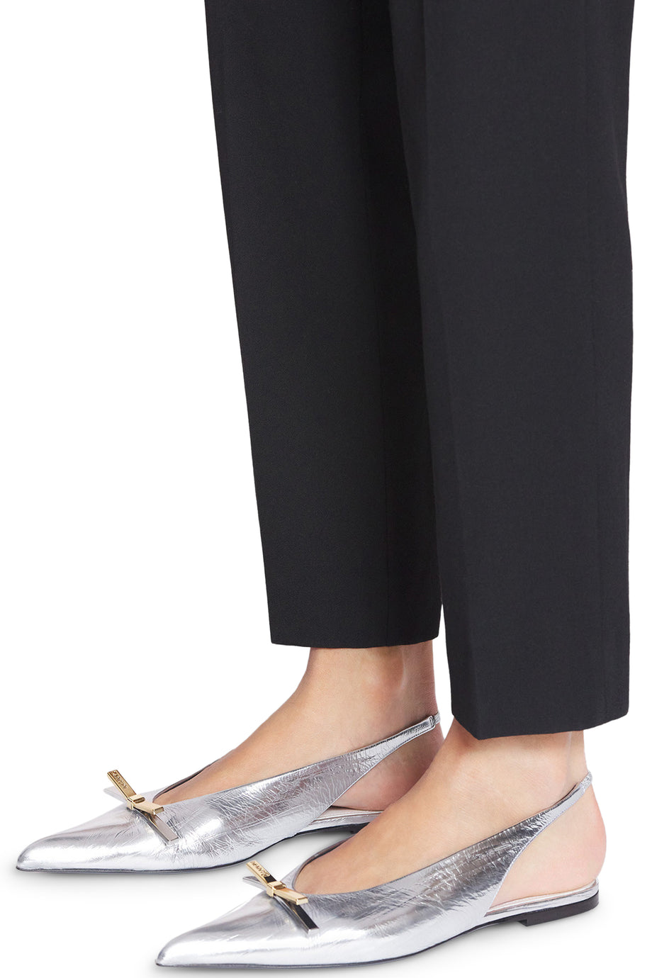 Lanvin İkili Fiyonk Metalik Deri Slingback Mules