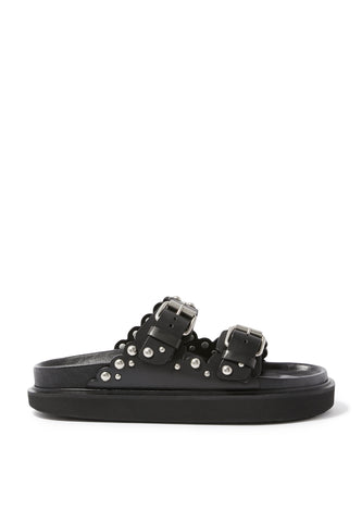 Lennya Çivili Deri Düz Sandaletler