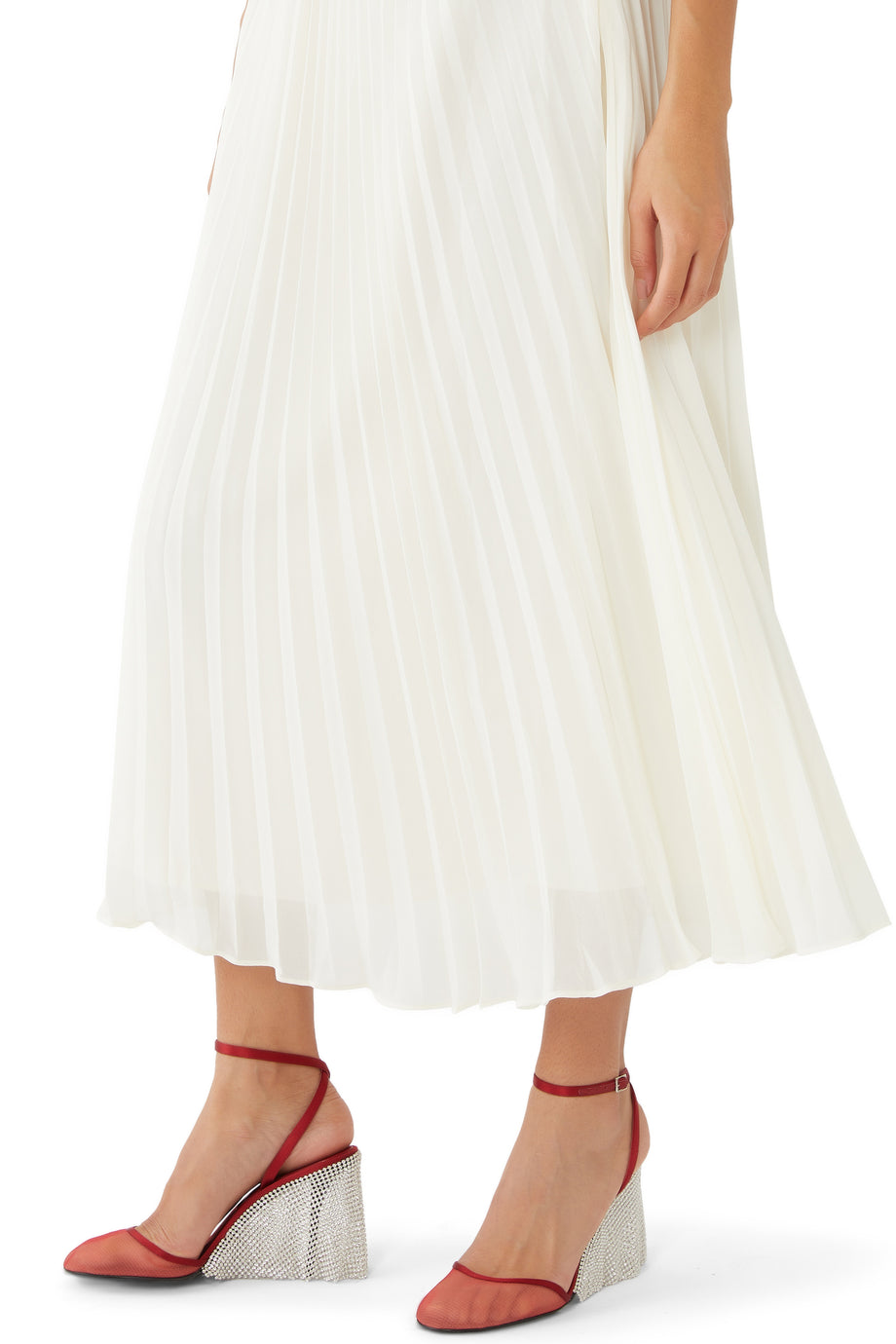 Kırmızı Tül 90mm Topuklu Slingback Ayakkabı