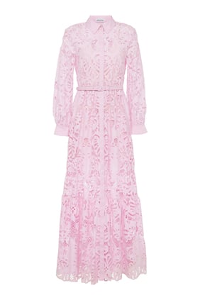 Pembe Dantel Maxi Elbise - Şık Yaz Tarzı