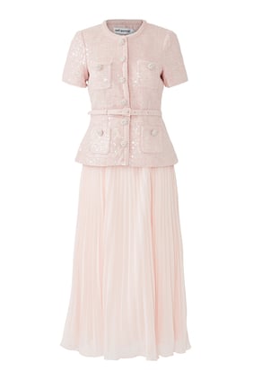 Pembe Boucle Midi Elbise
